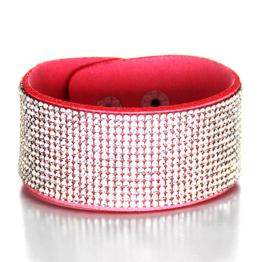 Natural Crystal Bracelet Genuine Leather Bangles For Women With Magic Closure Jewelry