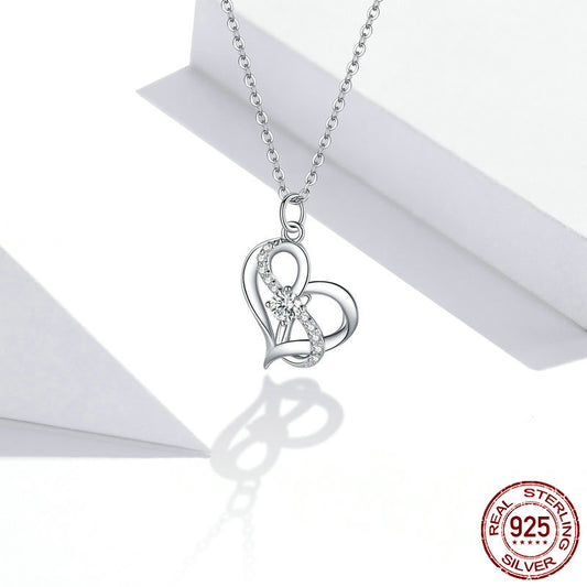 Silver S925 Necklace Women's Heart-Shaped Pendant Jewelry