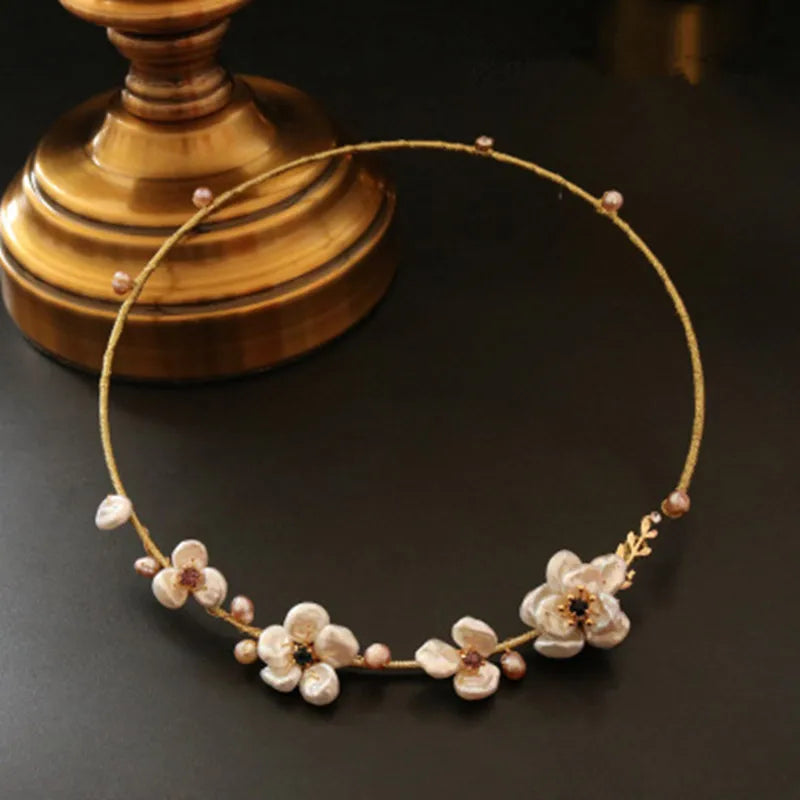 Original design handmade natural freshwater pearl Elegant choker necklace for Women Bridal wedding jewelry