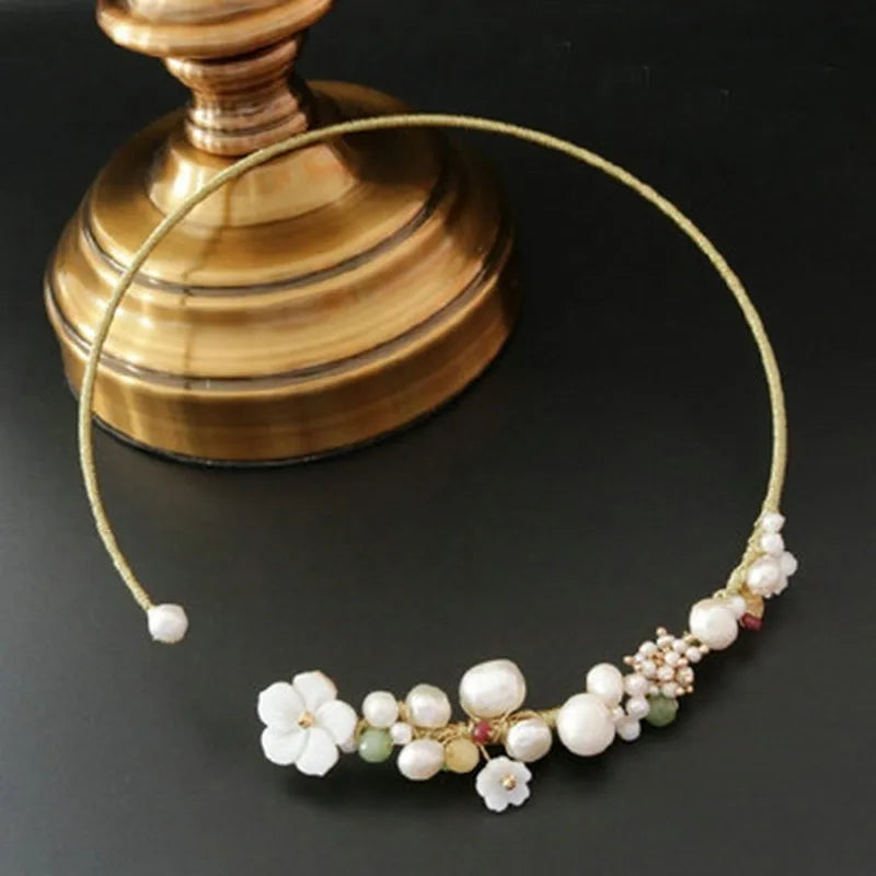 Original design handmade natural freshwater pearl Elegant choker necklace for Women Bridal wedding jewelry