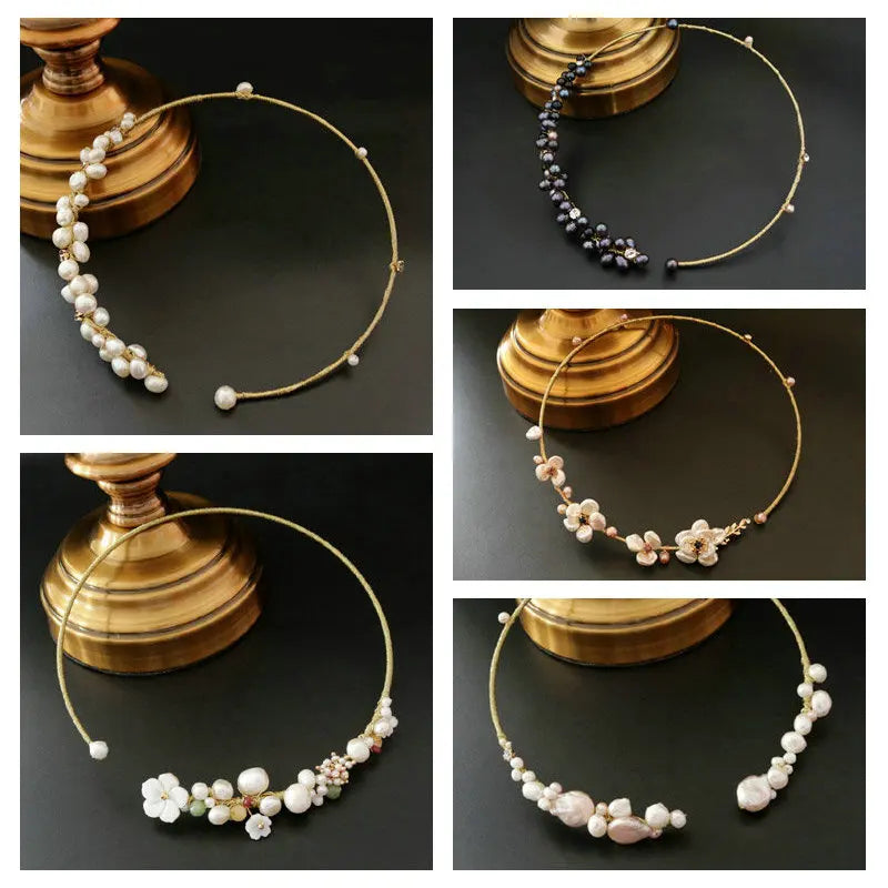 Original design handmade natural freshwater pearl Elegant choker necklace for Women Bridal wedding jewelry