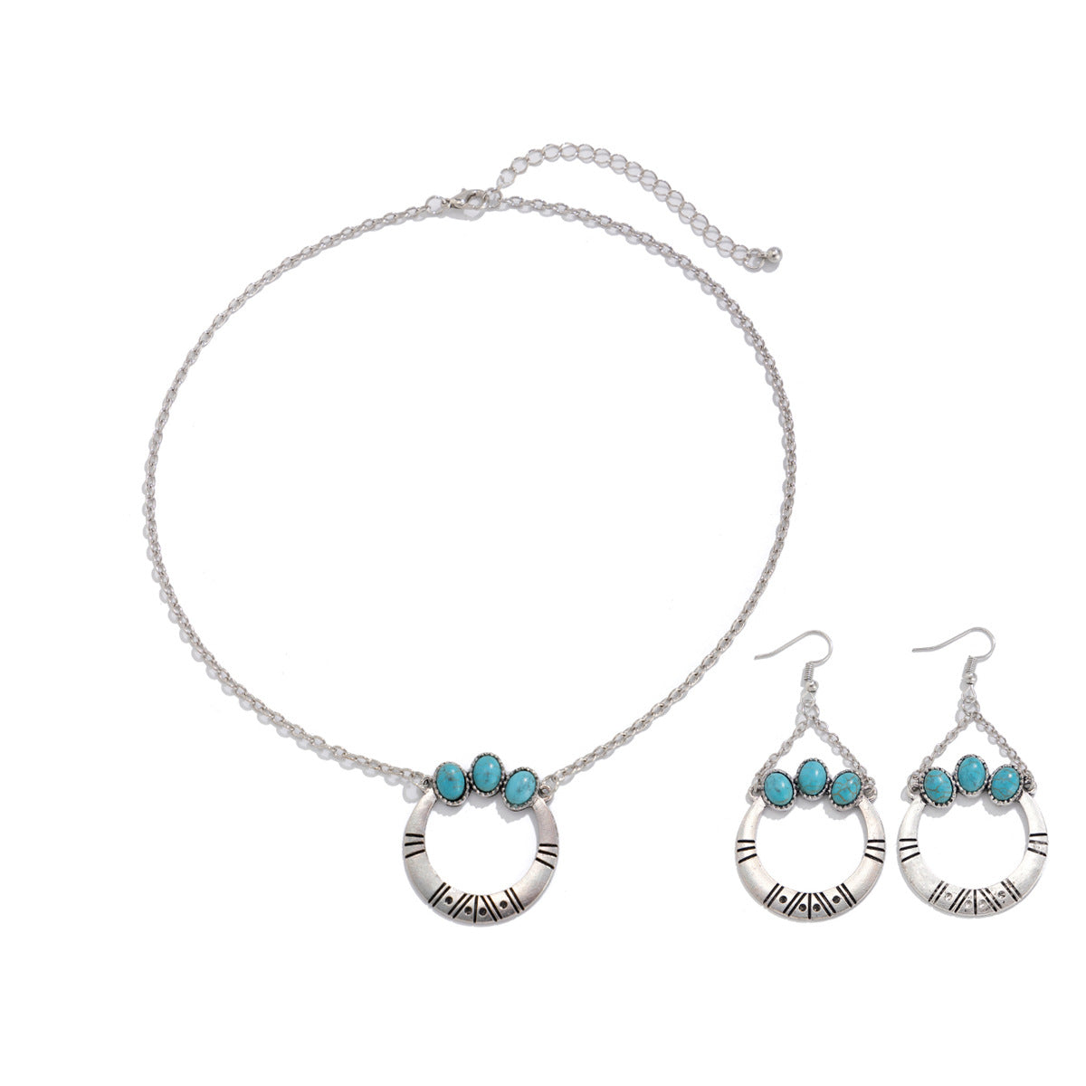 Holiday Ethnic Style Pine Stone Coconut Tree Necklace Simple Thread Love Neck Jewelry Set