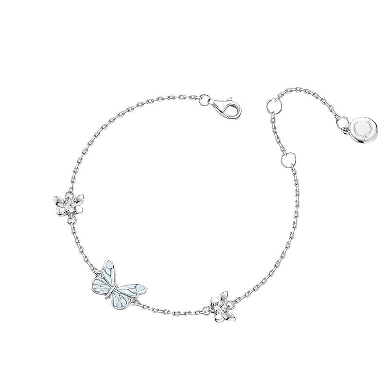 New butterfly light bracelet for women ins style niche original design luminous blue epoxy butterfly jewelry bracelet