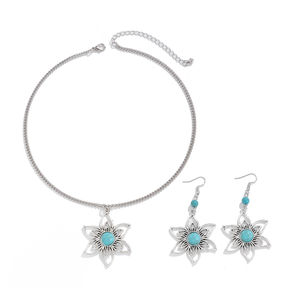 Holiday Ethnic Style Pine Stone Coconut Tree Necklace Simple Thread Love Neck Jewelry Set
