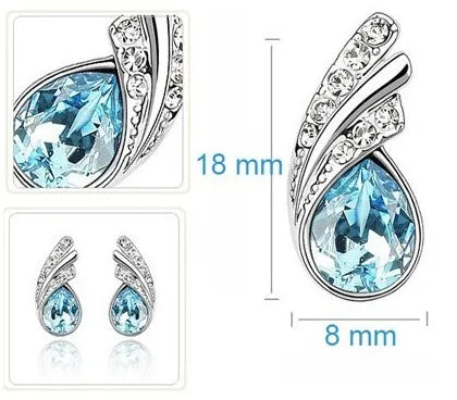 Wholesales bridal Jewelry set Austrian Crystal fashion leaf tear feather Water drop pendant necklace earrings jewelry sets